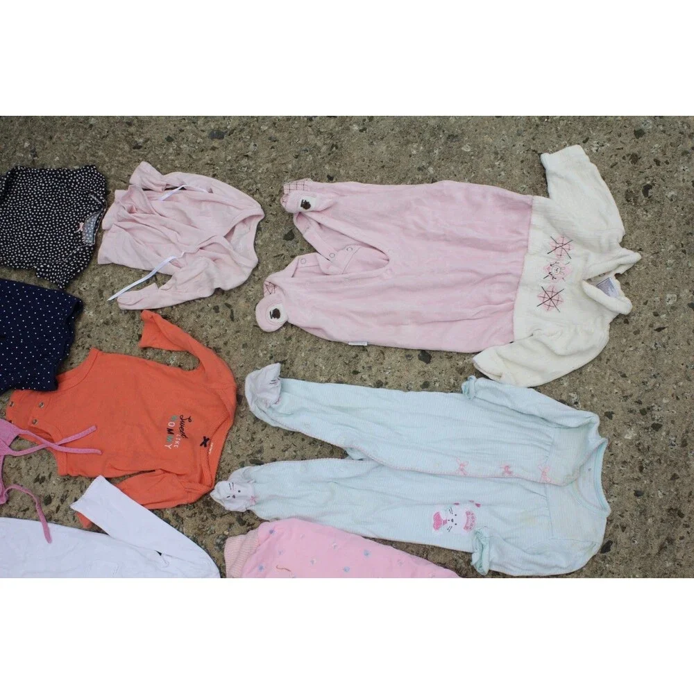 Lot of 13 pcs Baby Girl Clothes 9M, 9-12M Outfits Sleepers VTG/Newer Snow Suit
